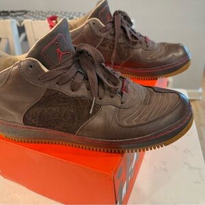 Air Force One /Jordan Brown High-Top collab Sneakers with Leather and Suede